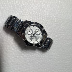 Silver and White Chronograph Watch